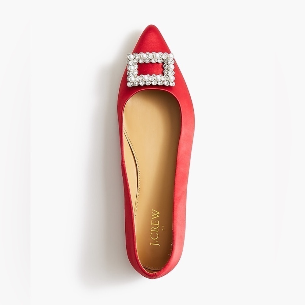 J Crew Crystal-embellished pointed-toe flats BU507